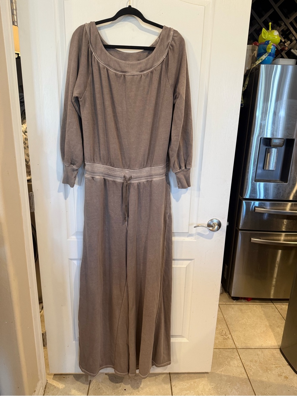 FP MOVEMENT FREE PEOPLE One To Beat WIDE LEG dolphin GREY jumpsuit large new nwt